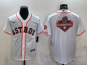 Wholesale Cheap Men\'s Houston Astros White Champions Big Logo With Patch Stitched MLB Cool Base Nike Jersey