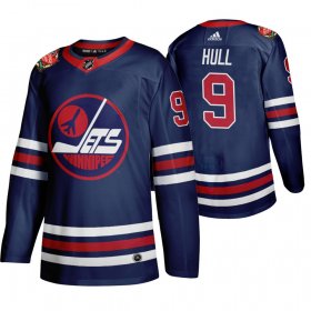 Wholesale Cheap Winnipeg Jets #9 Bobby Hull Men\'s 2019-20 Heritage Classic Wha Navy Stitched NHL Jersey