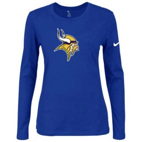 Wholesale Cheap Women\'s Nike Minnesota Vikings Of The City Long Sleeve Tri-Blend NFL T-Shirt Blue