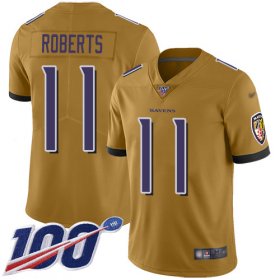 Wholesale Cheap Nike Ravens #11 Seth Roberts Gold Men\'s Stitched NFL Limited Inverted Legend 100th Season Jersey