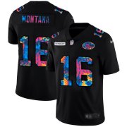 Cheap San Francisco 49ers #16 Joe Montana Men's Nike Multi-Color Black 2020 NFL Crucial Catch Vapor Untouchable Limited Jersey