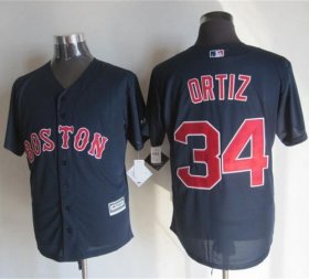 Wholesale Cheap Red Sox #34 David Ortiz Navy Blue New Cool Base Stitched MLB Jersey