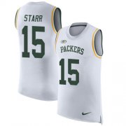 Wholesale Cheap Nike Packers #15 Bart Starr White Men's Stitched NFL Limited Rush Tank Top Jersey