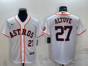 Wholesale Cheap Men's Houston Astros #27 Jose Altuve Number White With Patch Stitched MLB Cool Base Nike Jersey