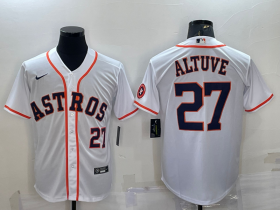 Wholesale Cheap Men\'s Houston Astros #27 Jose Altuve Number White With Patch Stitched MLB Cool Base Nike Jersey