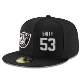 Wholesale Cheap Oakland Raiders #53 Malcolm Smith Snapback Cap NFL Player Black with Silver Number Stitched Hat