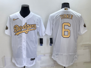 Wholesale Men's Los Angeles Dodgers #6 Trea Turner White 2022 All Star Stitched Flex Base Nike Jersey