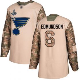 Wholesale Cheap Adidas Blues #6 Joel Edmundson Camo Authentic 2017 Veterans Day Stanley Cup Champions Stitched NHL Jersey