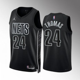 Cheap Men\'s Brooklyn Nets #24 Cam Thomas 2022-23 Black Statement Edition Stitched Basketball Jersey