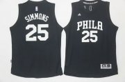 Wholesale Cheap Men's Philadelphia 76ers #25 Ben Simmons Black With White Stitched NBA Adidas Revolution 30 Swingman Jersey