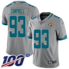 Wholesale Cheap Nike Jaguars #93 Calais Campbell Silver Men\'s Stitched NFL Limited Inverted Legend 100th Season Jersey