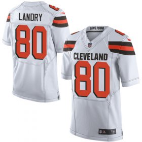 Wholesale Cheap Nike Browns #80 Jarvis Landry White Men\'s Stitched NFL Elite Jersey