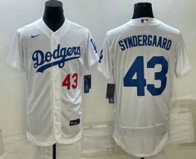 Cheap Men\'s Los Angeles Dodgers #43 Noah Syndergaard Number White Flex Base Stitched Baseball Jersey
