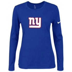 Wholesale Cheap Women\'s Nike New York Giants Of The City Long Sleeve Tri-Blend NFL T-Shirt Blue