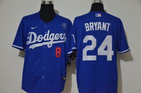 Wholesale Cheap Los Angeles Dodgers #8 #24 Kobe Bryant Men\'s Nike Royal Cool Base 2020 KB Patch MLB Jersey