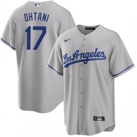 Cheap Men\'s Los Angeles Dodgers #17 Shohei Ohtani Gray Cool Base Stitched Jersey