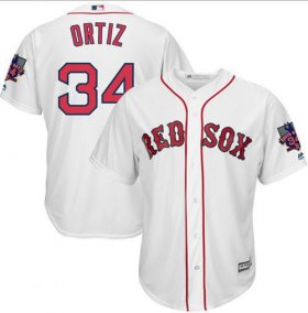 Wholesale Cheap Red Sox #34 David Ortiz White New Cool Base with Retirement Patch Stitched MLB Jersey