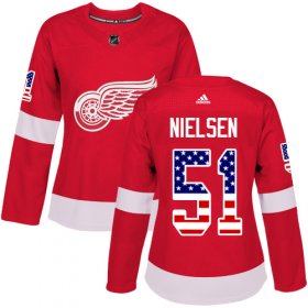 Wholesale Cheap Adidas Red Wings #51 Frans Nielsen Red Home Authentic USA Flag Women\'s Stitched NHL Jersey