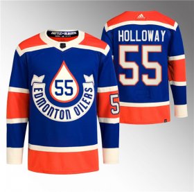 Cheap Men\'s Edmonton Oilers #55 Dylan Holloway 2023 Royal Heritage Classic Primegreen Stitched Jersey