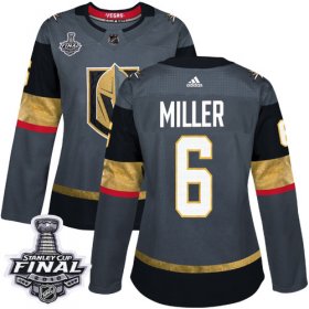 Wholesale Cheap Adidas Golden Knights #6 Colin Miller Grey Home Authentic 2018 Stanley Cup Final Women\'s Stitched NHL Jersey