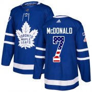 Wholesale Cheap Adidas Maple Leafs #7 Lanny McDonald Blue Home Authentic USA Flag Stitched NHL Jersey