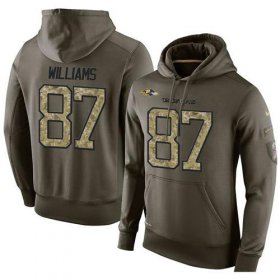 Wholesale Cheap NFL Men\'s Nike Baltimore Ravens #87 Maxx Williams Stitched Green Olive Salute To Service KO Performance Hoodie