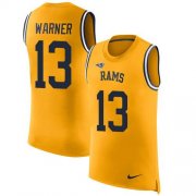 Wholesale Cheap Nike Rams #13 Kurt Warner Gold Men's Stitched NFL Limited Rush Tank Top Jersey