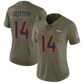 Wholesale Cheap Nike Broncos #14 Courtland Sutton Olive Women\'s Stitched NFL Limited 2017 Salute to Service Jersey