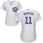 Wholesale Cheap Cubs #11 Yu Darvish White(Blue Strip) Home Women's Stitched MLB Jersey