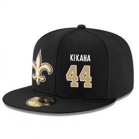 Wholesale Cheap New Orleans Saints #44 Hau\'oli Kikaha Snapback Cap NFL Player Black with Gold Number Stitched Hat