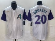 Men's Arizona Diamondbacks #20 Luis Gonzalez White Throwback Cool Base Stitched Baseball Jersey