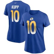 Wholesale Cheap Los Angeles Rams #10 Cooper Kupp Nike Women's Team Player Name & Number T-Shirt Royal