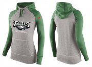 Wholesale Cheap Women's Nike Philadelphia Eagles Performance Hoodie Grey & Green_1