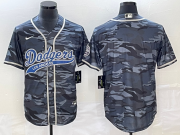 Wholesale Cheap Men's Los Angeles Dodgers Blank Gray Camo Cool Base With Patch Stitched Baseball Jersey