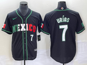 Wholesale Cheap Men's Mexico Baseball #7 Julio Urias Number 2023 Black White World Classic Stitched Jersey5