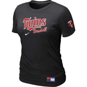 Wholesale Cheap Women\'s Minnesota Twins Nike Short Sleeve Practice MLB T-Shirt Black