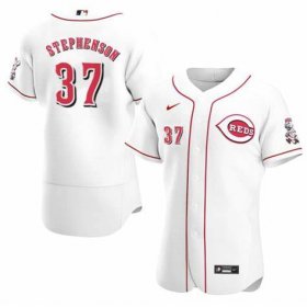 Wholesale Cheap Men\'s Cincinnati Reds #37 Tyler Stephenson White Stitched MLB Flex Base Nike Jersey