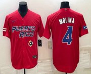 Cheap Men's Puerto Rico Baseball #4 Yadier Molina 2023 Red World Baseball Classic Stitched Jersey