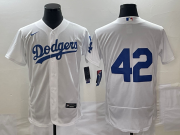 Wholesale Cheap Men's Los Angeles Dodgers #42 Jackie Robinson White No Name Stitched Flex Base Nike Jersey