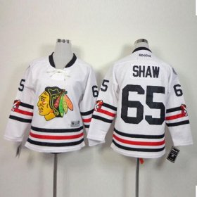 Wholesale Cheap Blackhawks #65 Andrew Shaw White 2015 Winter Classic Stitched Youth NHL Jersey