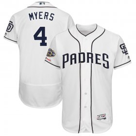 Wholesale Cheap Men\'s San Diego Padres 4 Wil Myers White 50th Anniversary and 150th Patch FlexBase Jersey
