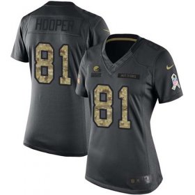Wholesale Cheap Nike Browns #81 Austin Hooper Black Women\'s Stitched NFL Limited 2016 Salute to Service Jersey