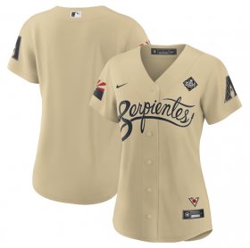 Women\'s Arizona Diamondbacks Blank Gold 2023 World Series City Connect Stitched Baseball Jersey(Run Small)