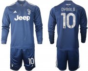 Wholesale Cheap Men 2020-2021 club Juventus away long sleeves 10 blue Soccer Jerseys