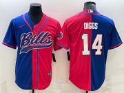 Wholesale Cheap Men's Buffalo Bills #14 Stefon Diggs Blue Red Two Tone With Patch Cool Base Stitched Baseball Jersey