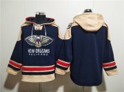 Wholesale Cheap Men's New Orleans Pelicans Blank Navy Ageless Must-Have Lace-Up Pullover Hoodie