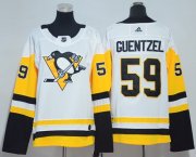 Wholesale Cheap Adidas Penguins #59 Jake Guentzel White Road Authentic Women's Stitched NHL Jersey
