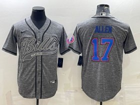 Wholesale Cheap Men\'s Buffalo Bills #17 Josh Allen Gray With Patch Cool Base Stitched Baseball Jersey