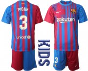 Wholesale Cheap Youth 2021-2022 Club Barcelona home red 3 Nike Soccer Jerseys