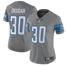 Wholesale Cheap Nike Lions #30 Jeff Okudah Gray Women\'s Stitched NFL Limited Rush Jersey